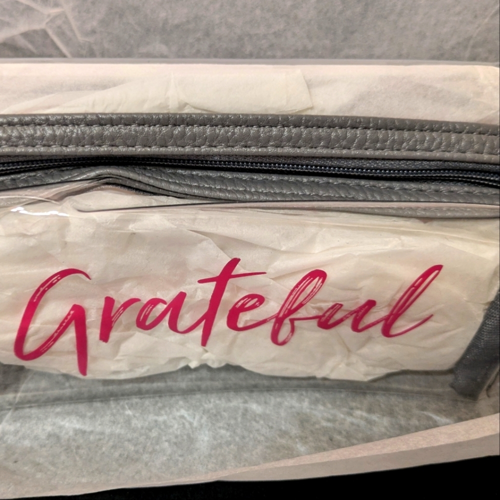 Thirty-One "Hello Happy" Bag, Clear W/ Gray Trim, Grateful